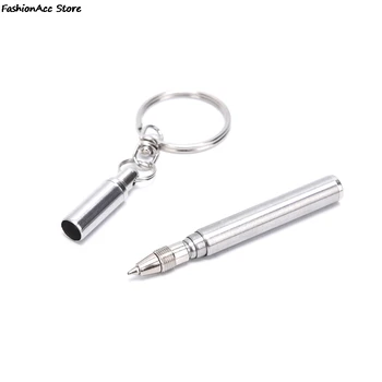 1PCS Guľôčkové Pero Keychain Multifunkčné Mini Kovový Krúžok na kľúče z Nehrdzavejúcej Ocele, Teleskopické Pero Keyring Telescoping Nástroj pen (Pero)  10