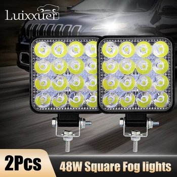 2 ks 48W Námestie Hmlové Svetlá Auta Lampa Dióda LED Svetlomety SUV Truck Vodičské Pozornosti Pracovné Svetlo pre Auto Oprava Camping  10