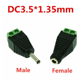 2 ks DC Konektor 3.5 mm x 1.35 mm Jack Zásuvka Muţi a Ţeny LED Adaptér Pre Napájanie CCTV Previesť LED Pásy Svetla Pripojenie  5