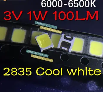 200PCS/Veľa SMD 2835 3.5*2.8*0.8 MM LED Korálky studená biela 3V 1W 100L 6000-6500K  5