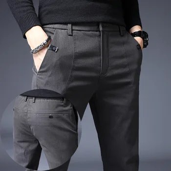 2020 Nové pánske Nohavice Slim Bežné Nohavice Plnej Dĺžke Módneho priemyslu Strečové Nohavice Mužov Značky Nohavice Čierna Modrá Pantalones  10
