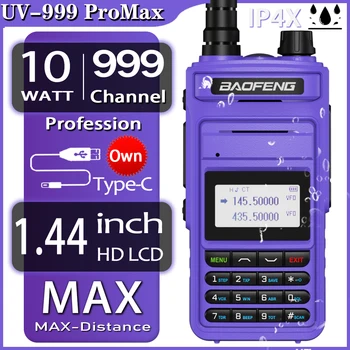 2022 BaoFeng Exkluzívne UV-999 Pro MAX 10W Vysoký Výkon Walkie Talkie TYP-C Nabíjačku 999 CH Dlhý Rad Ham obojsmerné Rádiové UV5R UV13  10