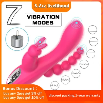 3 V 1 Dildo Rabbit Vibrátor Nepremokavé USB Magnetické Nabíjateľná Análny Klitoris Vibrátor Sexuálne Hračky pre Ženy, Páry Sex Shop  5