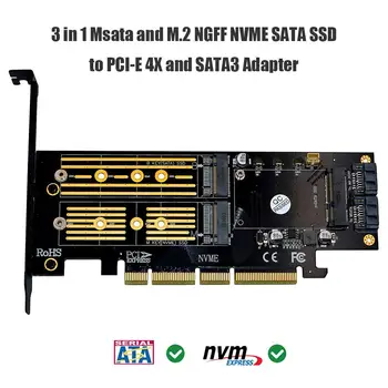 3 v 1 mSATA M. 2 PCIE NVMe SSD PCI-E 3.0 4X SATA 3.0 Adaptéra Karty M2 NVMe AHCI SATA rozhraním mSATA ssd (Solid State Disk Konvertor  5