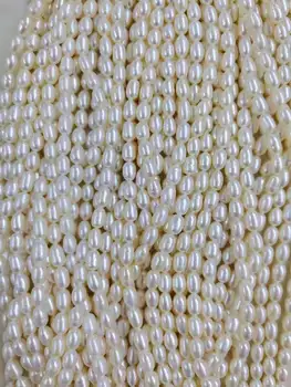 38 cm DIY pearl korálky,100% prírody sladkovodné perly materiál s oválny tvar,ryža pearl priemer 6-7 a 7-8 mm A+ trieda  10