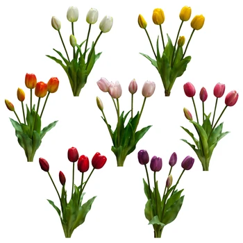 5-na čele Tulipán Umelý Kvet Skutočný Dotyk Umelé Kytice Falošné Kvet Pre Svadobné Dekorácie, Kvety, Domáce Garen Dekor  10