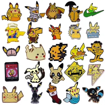 Anime Hry Pokémon Pikachu Série Smalt Kolíky Zbierať Kawaii Ducha Kovové Cartoon Brošňa Batoh Klobúk Taška Golier Klope Odznaky  10