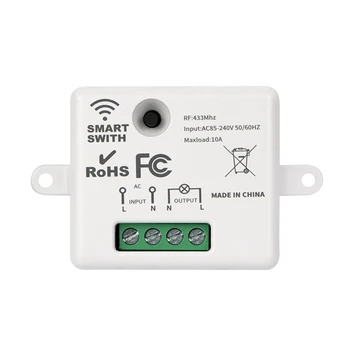 Bezdrôtové Smart Switch Svetlo 433Mhz RF Prepínač S Diaľkovým ovládaním Mini Prijímač Relé 220V Domov Led Svetlo na Čítanie Ventilátor  0