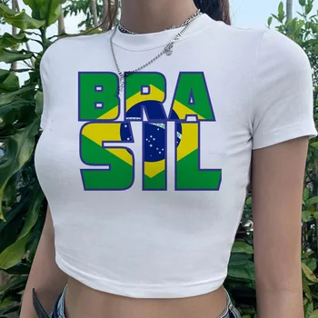 Brazília Futbal tričko gotický cyber y2k hippie plodín top Žena hippie víla grunge estetické tee t-shirts  10