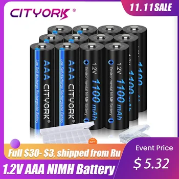 CITYORK 1.2 V AAA Nabíjateľné Batérie 1.2 V 3A 1100mAh NI-MH Dobíjacie Batérie AAA Pre LED Svetlo Mikrofón Hodiny MP3  10