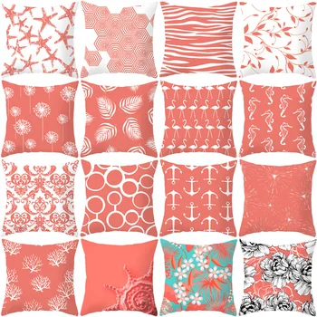 Coral Red Geometrie Série Ozdobné Obliečky na Vankúše obliečka na Vankúš Vankúše na Pohovke Polyester Pillowcover Dekoratívne  10
