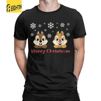 Disney Chip A Dale Veselé Vianočné Pozdravy Mužov Tričko Bežné Unisex Tričko Tričko Krátky Rukáv T-Shirts Bavlna Plus Veľkosť Topy  4
