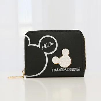Disney Mickey mouse Malé peňaženky lady krátky zips strapec tlačidlo mince kabelku študent malé mini peňaženka Minnie držiteľa karty Spojka  4