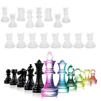 DIY Šachová figúrka Crystal Epoxidové Živice Plesní, Kráľovnú, Kráľa 6 Troch-Dimenzionální Šachová figúrka Silikónové Formy  4