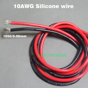 Doprava zadarmo 10AWG Silikónové drôtu 10 AWG 10# silica gel drôty Vodič 1050/0.08 mm AWG10 vysokej teplote pocínovaného medeného kábla  5