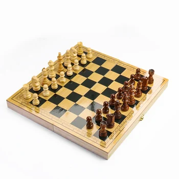Drevený Šach Magnetické Skladacie Šachovnici Backgammon stolová Hra s 34 Šachové Figúrky Prenosné Cestovné Puzzle Hra Darček pre Dieťa  1