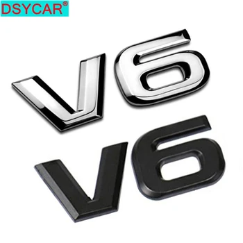 DSYCAR 1Pcs Módne 3D Kovov V6 Motor, Displej, Auto Nálepky, Znak, Odznak pre Autá Nové Dekoratívne Doplnky  10