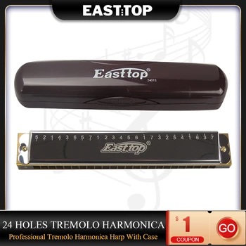 EASTTOP T2401s 24 Otvory Harmonica Profesionálne Tremolo Harmonica Harfa 24 Otvor C Tlačidlo So Prípade Odolné Kvalitné Prenosné  5