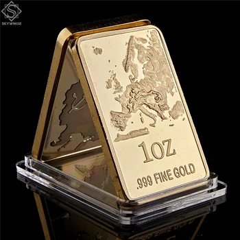 Európska Mapa Replika Gold Bar 1 OZ 999 Jemné Zlaté Pamätné Mince Zber  10