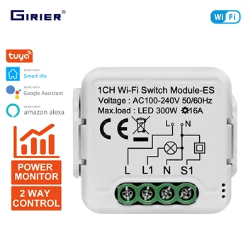 GIRIER Tuya Smart Wifi Switch Modul s Merania spotreby Energie 2 Spôsob Ovládania 16A Pracuje s Alexa Domovská stránka Google Yandex Alice  10