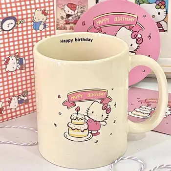 Hello Kitty Sanrio Plyšové Kawaii Karikatúra Roztomilý Tortu Keramický Hrnček s Rukoväť Hrnček Anime Plyšové Hračky pre Dievčatá, Deti Hračky Darček k Narodeninám  5