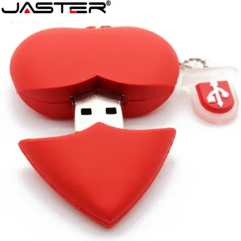 JASTER Láska srdce štýl usb flash disk pero disk 4 gb 16 gb 32 G 64 G usb stick pendriver u diskov palcom jednotku náhrdelník dobrý darček  4