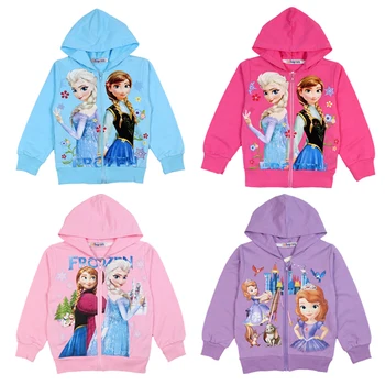 Jeseň Nové Mrazené Elsa detské Oblečenie Cartoon Dievčatá Kabát Zimný Dieťa Výlet, Oblečenie pre Deti Bunda s Kapucňou Bavlna Zips Sofia  10