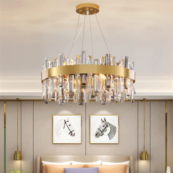 Luxusný moderný luster osvetlenie v obývacej izbe kolo gold crystal lampa jedáleň, spálňa led cristal svietidlá  10