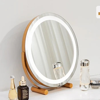 Make-up Zrkadlo s Led Svetlom Usb Nabíjanie Flexibilné Toaletný Stolík okrúhle Zrkadlo na líčenie Prenosné Spálne Dekorácie  5