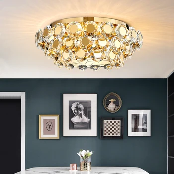 Moderné LED Krištáľový Luster Luxusné Zlaté Listry Kolo Cristal Lampy, Obývacia Izba, Spálňa Tvorivé Domova Stropné svietidlo  10