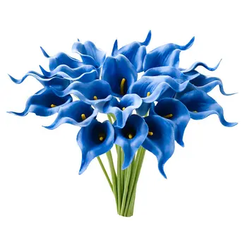 Modrá Kala Lily Umelé Kvety Skutočný Dotyk Ľalie Kytice Falošné Umelé Kvety pre Dekorácie pre Domov Kvetinová Výzdoba  10