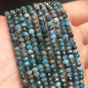 Modrá Malé Pás Guľôčky z Prírodného Kameňa Apatitu Voľné Rondelle Korálky pre Šperky, Takže DIY Žien Náramok Náušnice 15