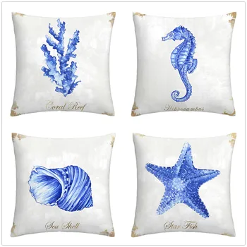 Modrá seahorse coral hviezdice obliečky na vankúš sofa vankúš domáce dekorácie môžu byť prispôsobené pre vás jesenné dekorácie  10