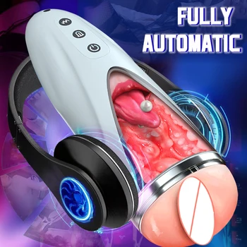 Muž Masturbator Pohár Automatické 10 Upozorňuje 3D Realistické Vagíny Ústne Úst Sania Pocket Pussy Fajčenie sexuálnu Hračku pre Dospelých Mužov 18  4