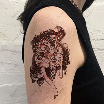 Nepremokavé Dočasné Tetovanie Nálepky Anime Rose Lesný Roh Cartoon Sexy Zlé Dievča Kvet Falošné Tetovanie Flash Tatto pre Ženy Muži  10