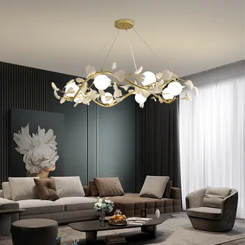 Nordic luxusné listy led luster moderný dizajn, biela obývacia izba, spálňa výzdoba jedálne umenie strop lustre svetlo  5