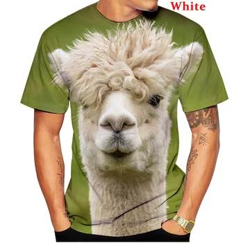 Nové módne bežné mužov tričko roztomilý zvierat Alpaky 3D vytlačené T-shirt Krátkym Rukávom  2