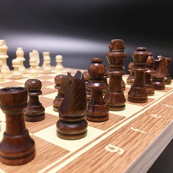 Nový 3 v 1 Drevený Šach Backgammon Dámu, Šach, Hry, Cestovné Hry Šach Drevené Šachové Figúrky a Rady pre Tri Hry I1  5