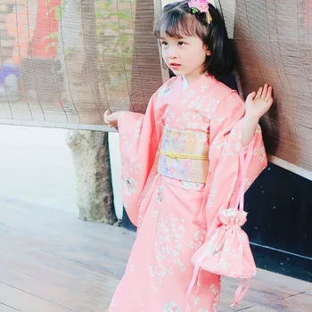 Nový Príchod Deti, Japonské Kimono Nastaviť Ružová Deti's Japonské Tradičné Dlhý Rukáv Kimono Yukata Nastaviť Výkon CostumeLC056  10