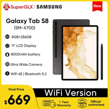Nový Samsung Galaxy Tab S8 Pad Tablet S dotykovým Perom 8 GB RAM, 256 GB ROM WiFi 6E Android Octa-core 8000mAh 11