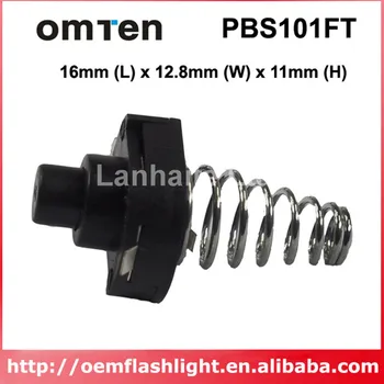OMTEN PBS101FT 16 mm(L) 12.8 mm(W) x 10 mm(H) LED Baterka Click Spínač - Black (5 ks)  4