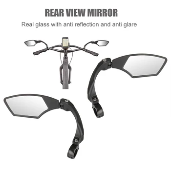 Požičovňa Spätné Zrkadlo Otáčanie 360 Nastaviteľné HD Anti-Shock Sklo Objektívu Cyklistické Jasné Riadidlá Doľava Doprava Zrkadlá  10