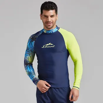 Pánske Dlhý Rukáv Rashguard Plávať Tričko UV Ochranu pred Slnkom UPF 50+ Kompresia Colorblock Tlačiť T-Shirt Výkon Fit Pokožky Lycra  5