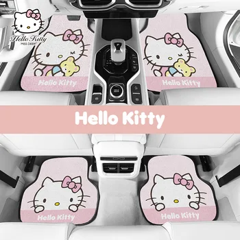 Sanrio Hellokitty Auto Rohože Cartoon Kawaii Univerzálne Ľahké Čistenie Interiéru Vozidla Koberec Roztomilý Dievča Auto Ochrana Interiéru Pad  5