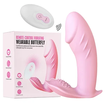 Sexuálne Hračky Pre Ženy, Ženská Masturbácia Nositeľné Motýľ G-Spot Vibrátor Silikónové Prútik Masáž Klitorisu Páry Flirtovanie  4