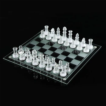 Sklo šach hra využíva vysoko kvalitné remesiel krištáľové sklo šachovnicu detské party, rodinné zábavné hry  5
