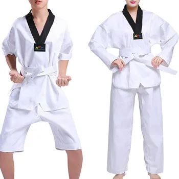 Unisex Taekwondo Oblečenie Pre Dospelých Detí Deti Karate Oblek Bojových Umení Teplákové Súpravy Kung Fu Jednotné Pre Ženy, Mužov Biely Pás  5