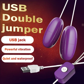 USB Dvojitý Skok Vajcia Vibrátor Fun Sexuálne Hračky pre Ženy, Ženské MasturbatorMute Silné Vibrácie Lásky Vajcia Pošvy Masáž Kegel Gule  5