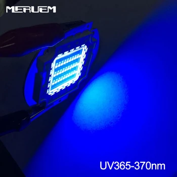 UV Fialová LED Ultrafialové Žiarovky Lampy Čipy 365nm 370nm 395nm 400 nm 10W 20W 30W 50W 100W Vysoký Výkon Svetlo  10