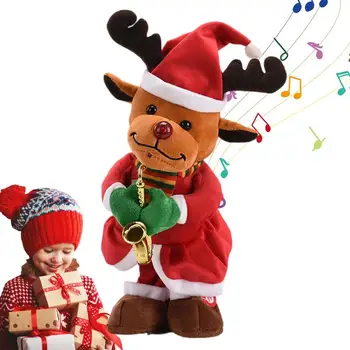 Vianočné Oblečenie Pre Bábiky S Hudbou Animovaný Plnené Sobov Santa Claus Snehuliak Roztomilé Plyšové Hračky, Dekorácie Plyšové Hračky Pre  5